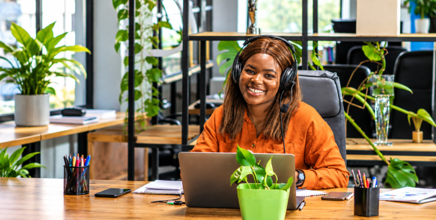 Smiling Remote Work Professional